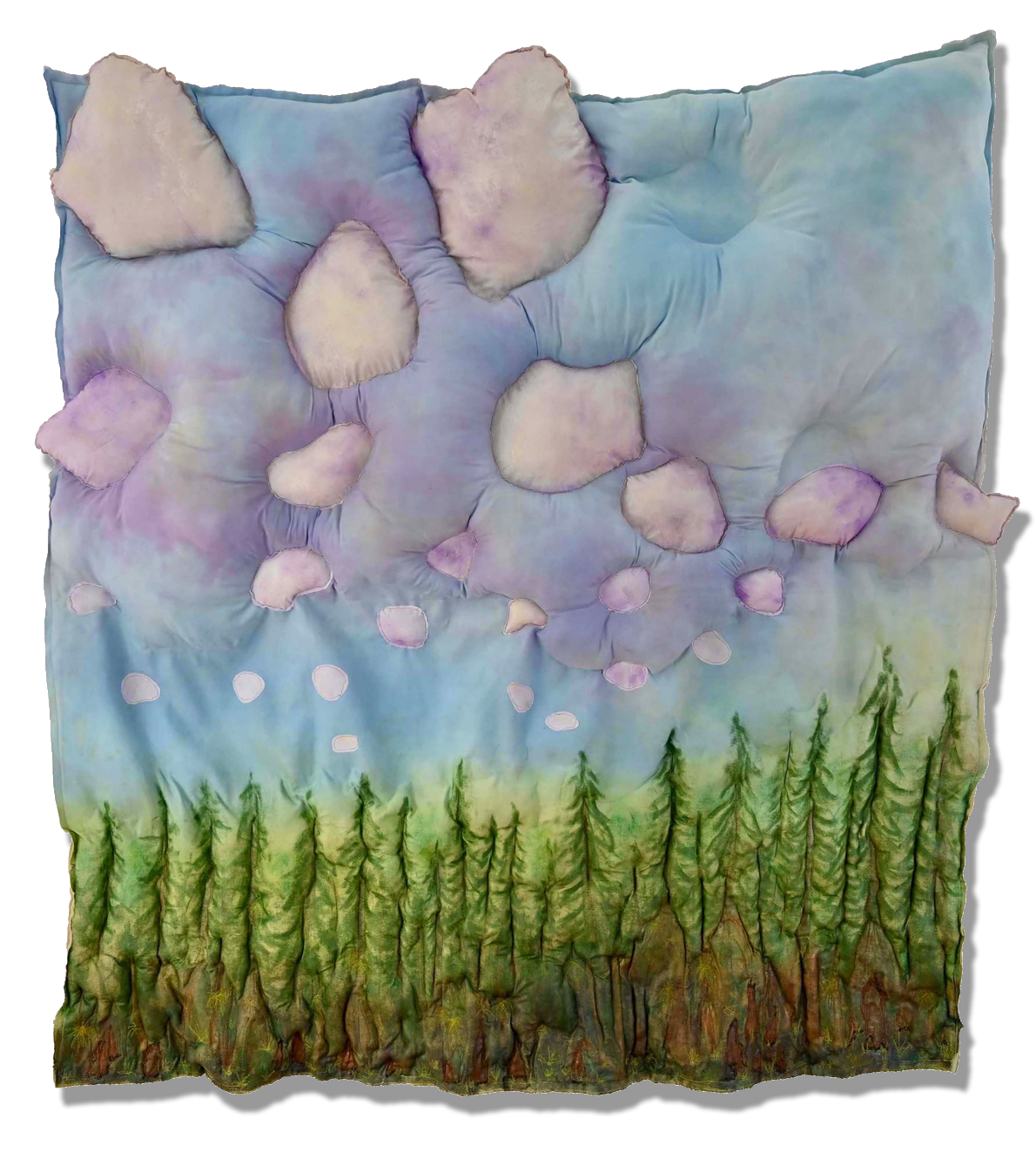 Cypress Knees 2022 Textile 42" x 4" x 46" Super stuffed, Hand dyed textile waste, oil sticks, reused fiberfill, fiber stabilizer, thread.